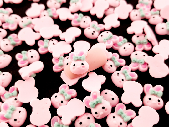 10 Miniature Bunny Cabochons, 13mm Resin Easter Shaker Mold Embellishment Bits, Nail Decoration, Slime, Dollhouse Animals
