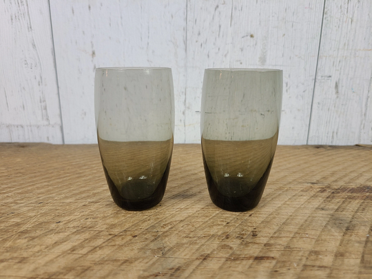 Vintage Set Of 2 Smoked Glasses 5 Oz Smoke Brown Glass Cocktail Drinking Cups Modern Mid Century 60S Smokey Glassware Retro Barware Mcm