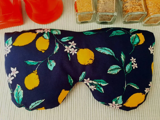 Lemon Microwave Eye Pillow, Organic Oversized Eyemask, Lavender, Chamomile, Unscented Reusable Eyecare Gift, Wellbeing Gift