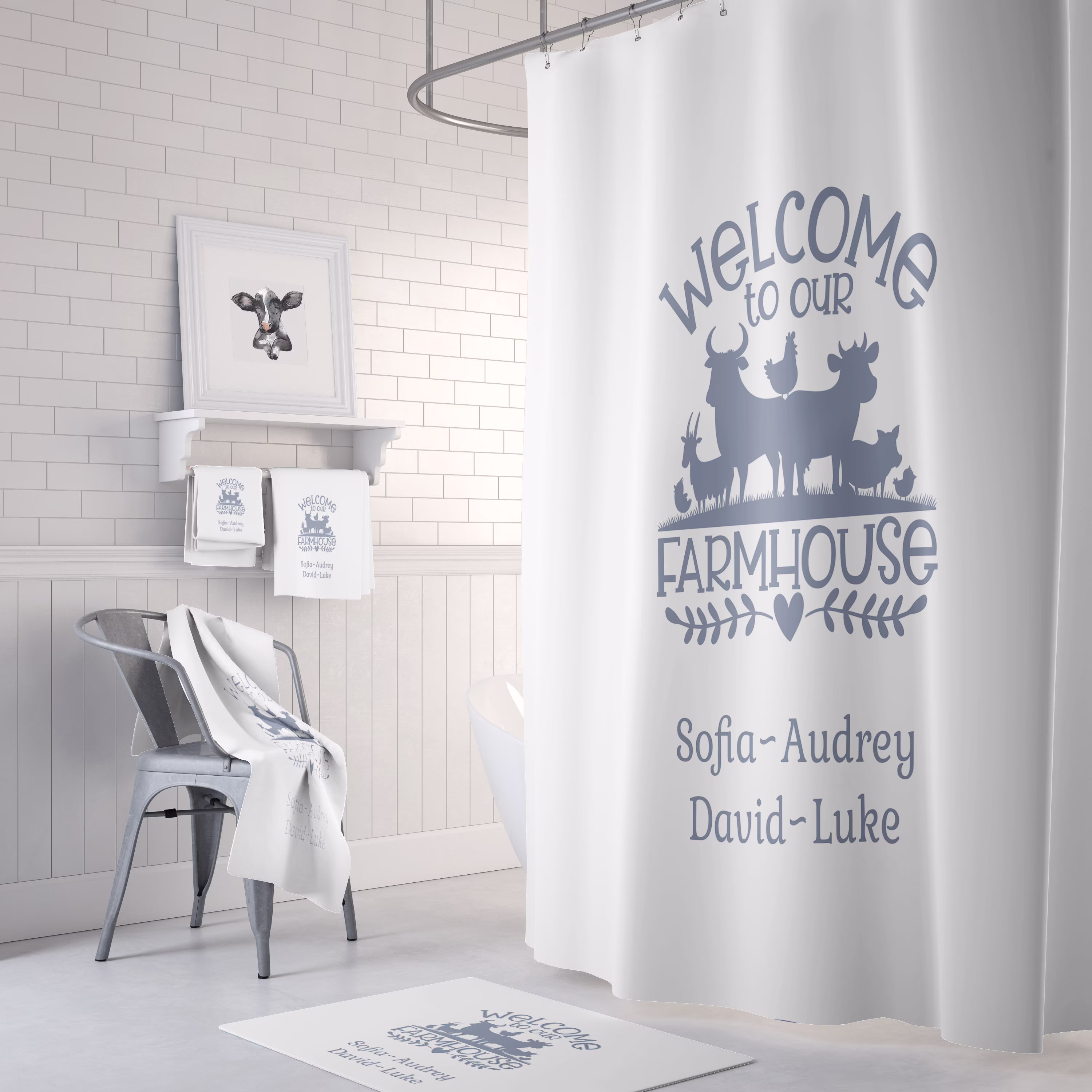 Personalized Shower Curtain Or Bathroom Set Farmhouse Decor