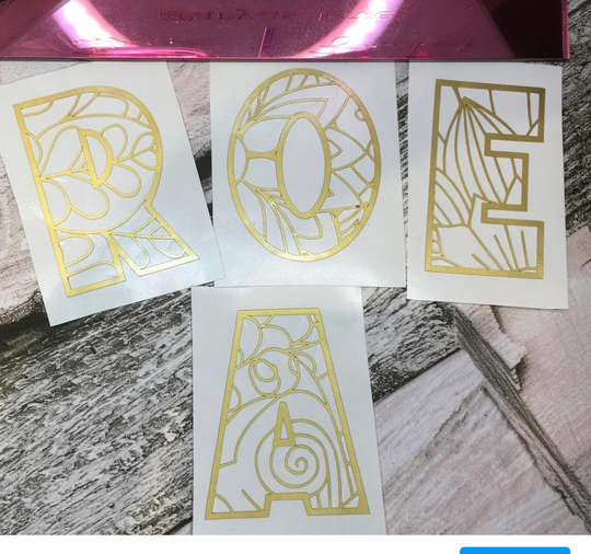 Initial Monogram Vinyl Sticker in Style 3. Gift Box, Wedding Bride, School, Water Bottle, Tumbler, Glass, Window, Laptop, Party Labels, Tags