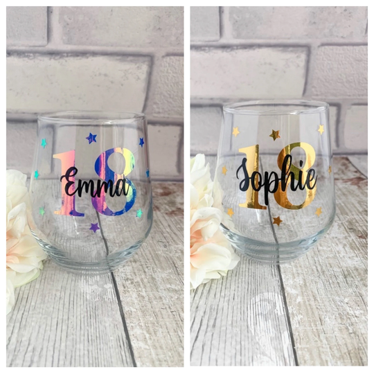 Stemless Wine Glass, Personalised Glasses, Birthday Stemless Wine Glass With Name, For Friend
