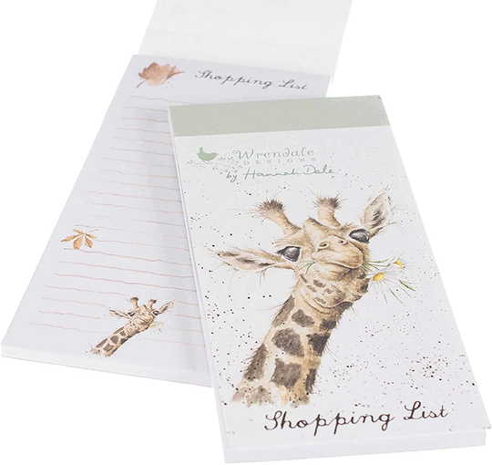 Wrendale Designs Illustrated Flowers Giraffe Magnetic Shopping List Pad 21x10cm