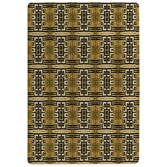 Leggett Portuguese Ethnic Tiles Azulejos Shaggy Gold/Black Rug