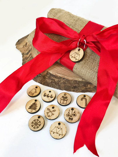 Gift Tag Charms - Wooden Christmas Wrap Decoration Wine Glass