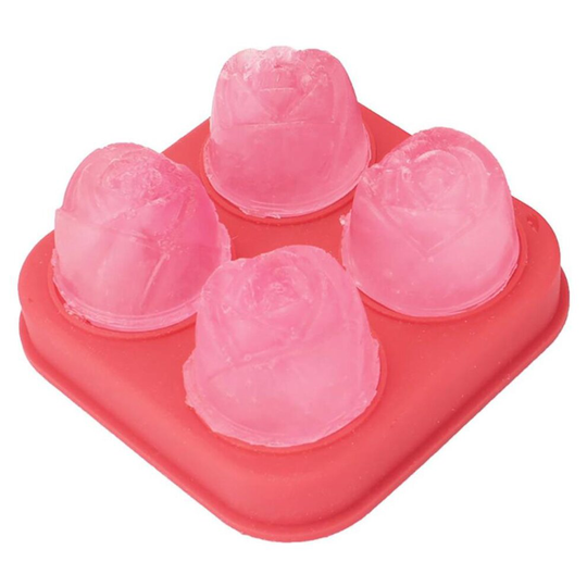 4-Cavity Ice Cube Tray Rose Shaped Silicone Ice Ball Maker Ice Cube Mold for Cocktails Whiskey