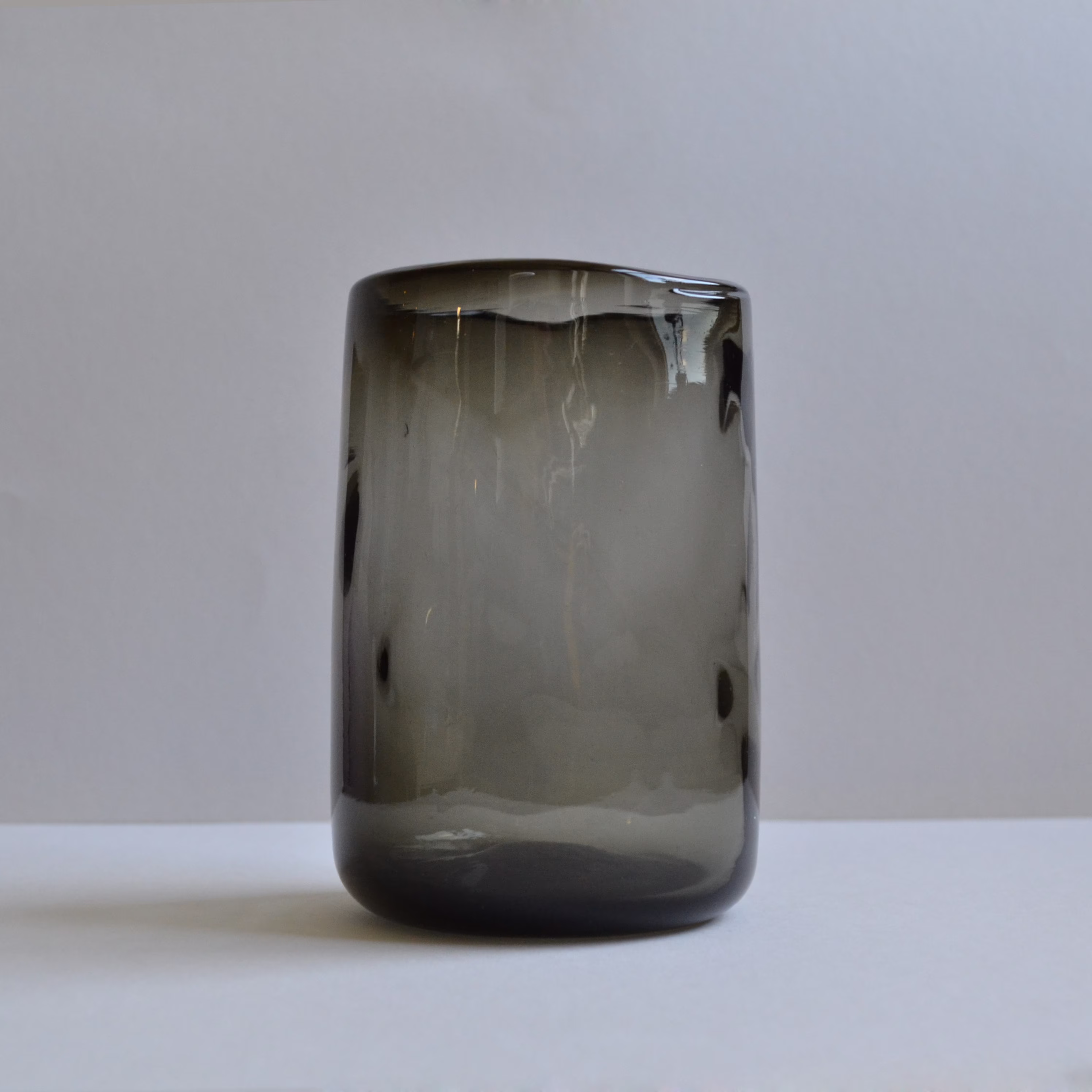 8 High Ball Beer Glasses - Black Smoked- Handmade Recycled Glass