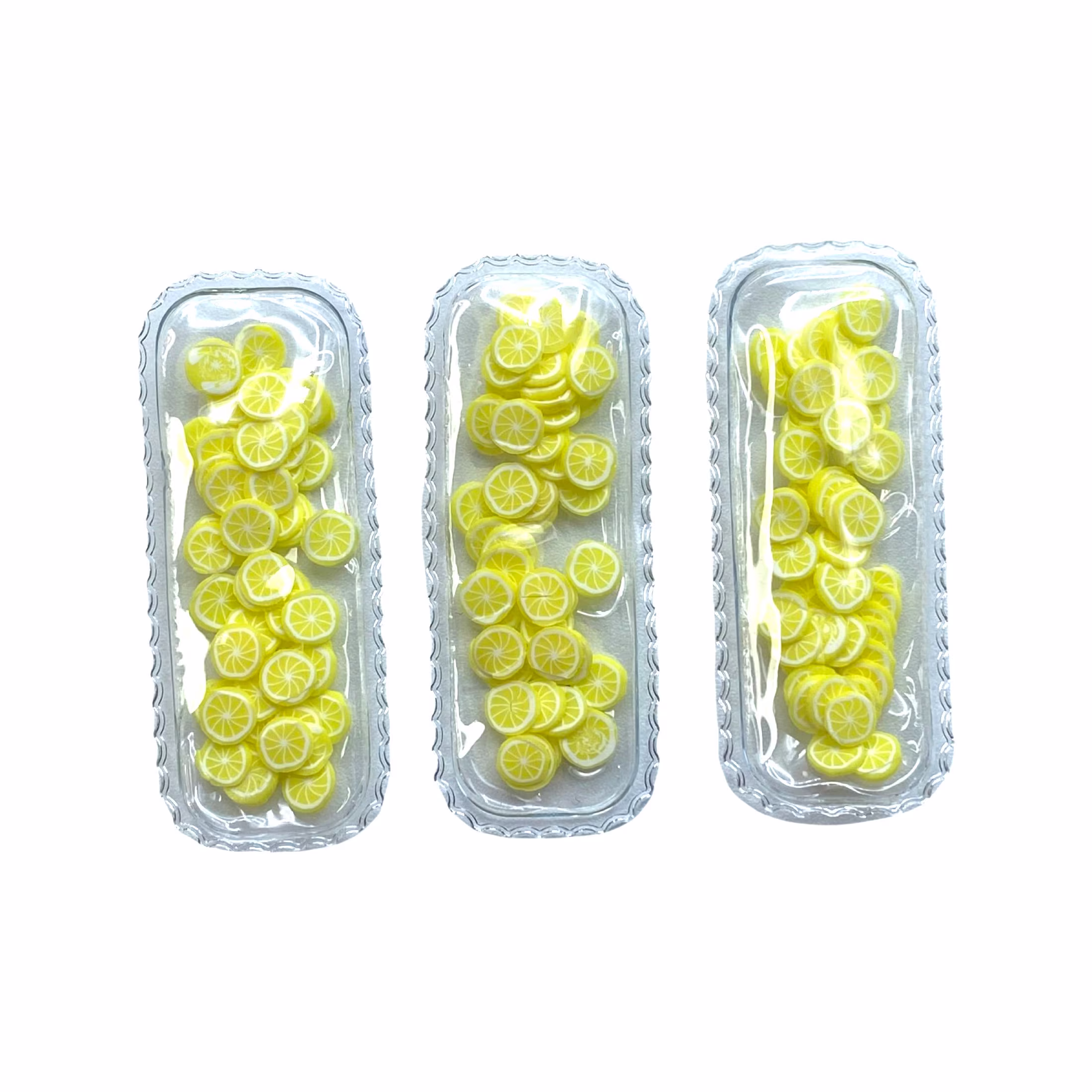 Clear Lemon 57x23mm Scalloped Shaker Snap Clip Cover, Clay Filled Resin Shaker, Embellishments For Diy Hair Bows, Flat Back
