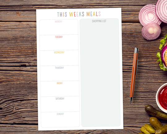 Personalised Meal Planner Notepad | Weekly Plan Shopping List Tear-Off Pad Grocery Notebook A4 Or A5 Menu Planning