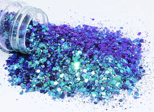 Holographic Aqua Purple Rain Chunky Glitter - 1Oz Shaker