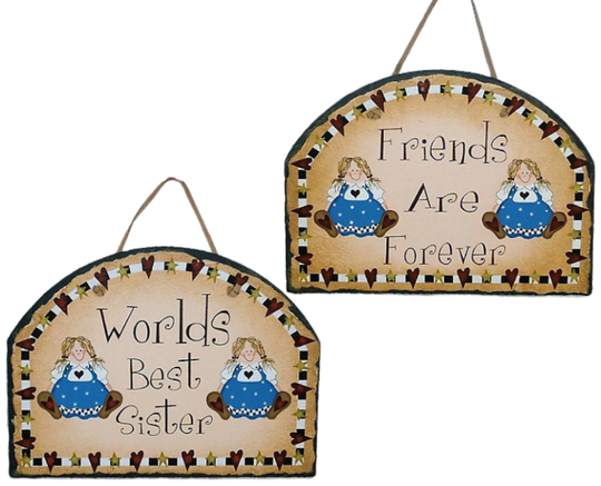 Wall Plaque World's Best Sister Or Friends Are Forever Retro Novelty Multicoloured Slate Large Sign Height 8