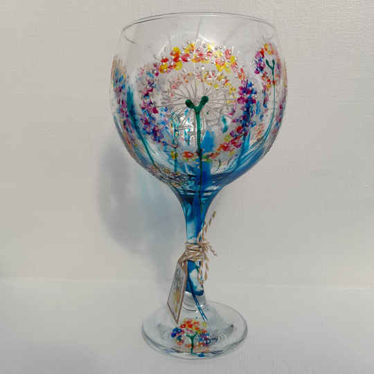 Alliums Ablaze, Hand Painted Gin Glass | Can Personalise Unique, Perfect Gift Painted To Order For Her Him