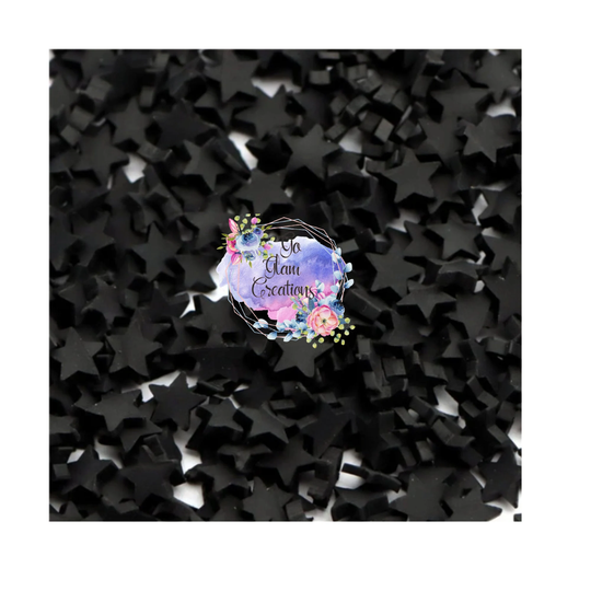 Black Stars Polymer Clay Slices - Fimo Slime Shaker Bows Filler Clip Filler- Fake Sprinkles
