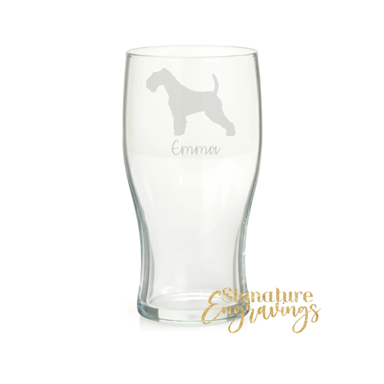 Personalised Airedale Terrier Engraved Pint Glass, Gift, Dog Gift, Glass