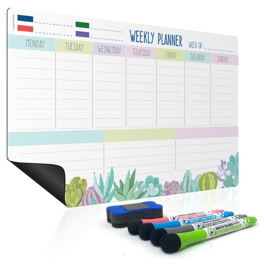 Weekly Whiteboard Planner & Meal Planner - Magnetic Fridge Calendar