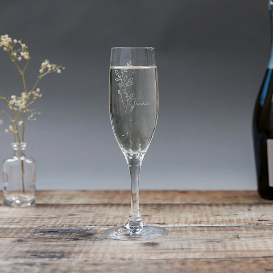 Personalized Birth Flower Prosecco Glass, Champagne Flute, Birthday Gift For Her, Gifts, 21st Birthday, 30Th