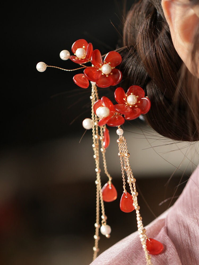 Step Shake Hair Fork, U Shape Bun Holder, Tassels Hairpin, Vintage Comb, Hanfu Stick, Flower Pins