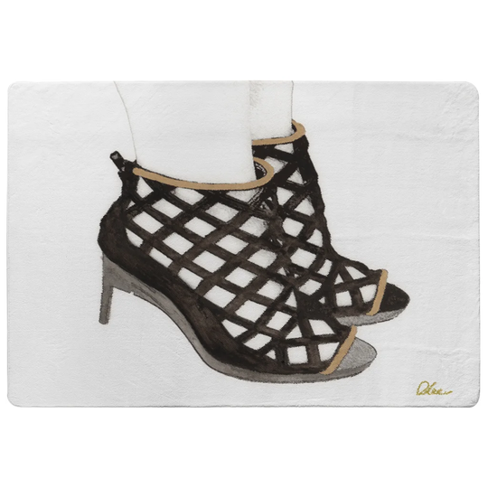 Ervine These Shoes Are Made for Walking Designer Shaggy Black Rug