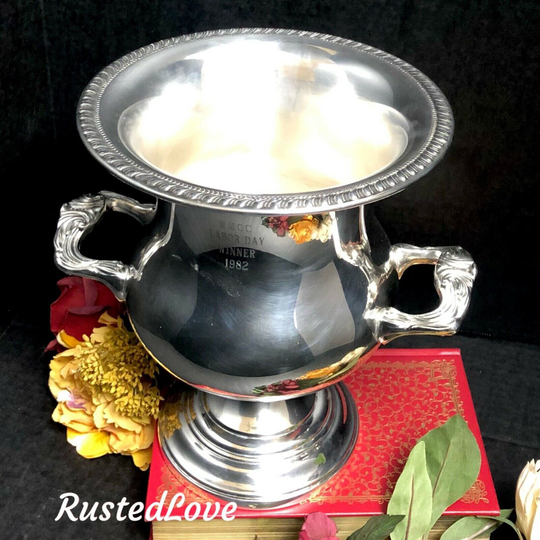 Champagne Bucket/Sheridan Silver Plated Wine Chiller Ice Flower Vase Plate Holder Vintage Urn