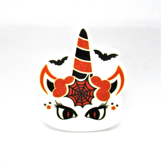 Halloween Black & Orange Unicorn Resin Needle Minder D120