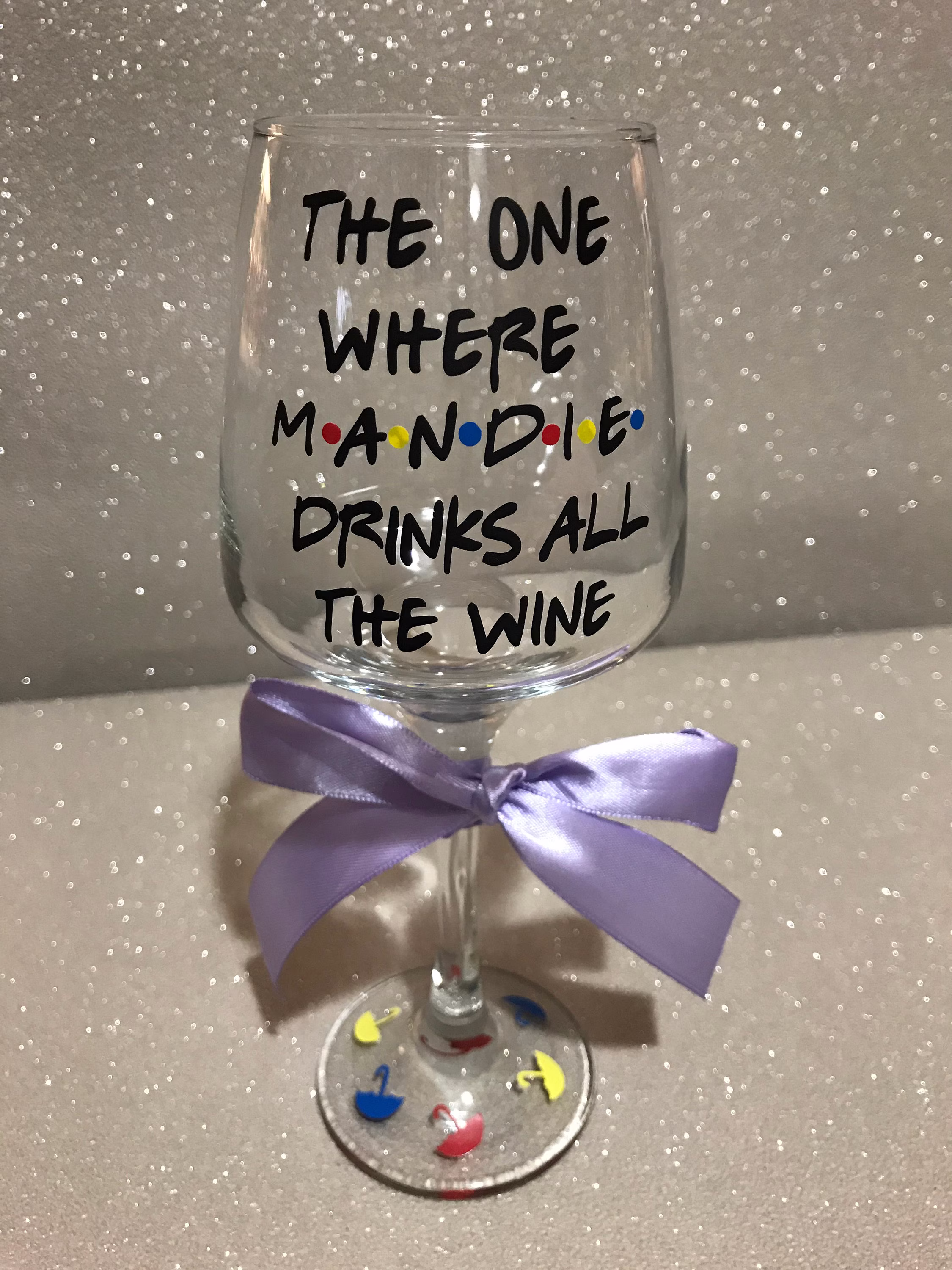 Personalised Friends Glass, The One Where Drinks All Wine, Birthday Wine Glass For Gift, Personalised