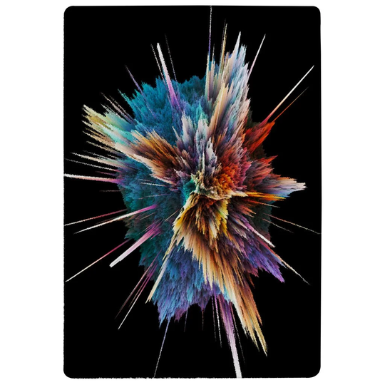 Willingham Colourful Explosion Isolated Designer Shaggy Black/Blue/Yellow Rug
