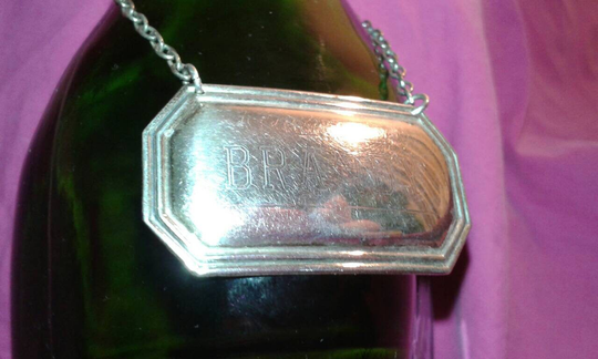 Brandy - 1975 Hallmarked Decanter Label Alcohol Alcoholic Drink Servingware Barware Drinkware Solid Sterling Silver