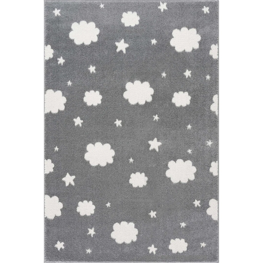 Geometric Machine Woven Silver Grey/White Area Rug
