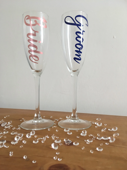 Wedding Roles Vinyl Decal/sticker Champagne Flute