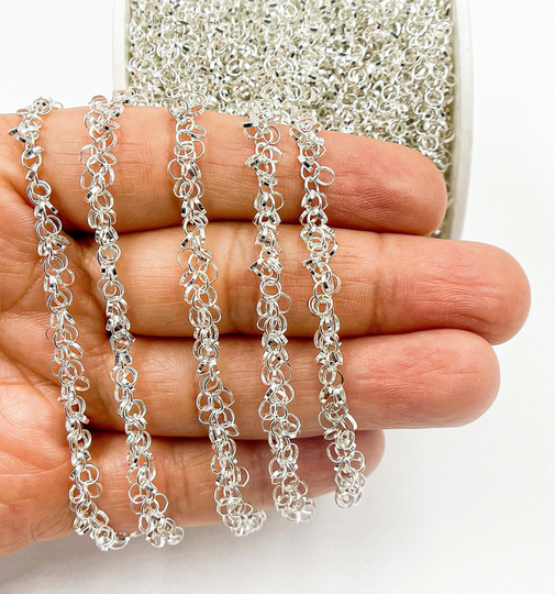 1Ft 925 Sterling Silver Chain By Foot, Unfinished Layering Necklace Bulk, Statement Shaker Chain, Dangle Drop Chain. V109Ss