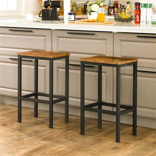 Set Of 2 Bar Chairs Rustic Brown