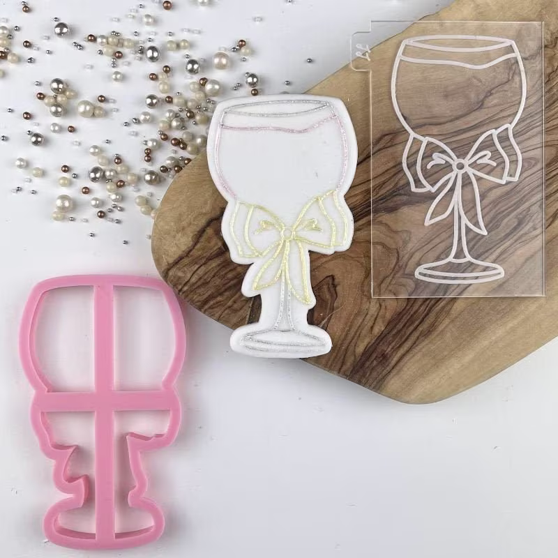 Gin Glass With Bow Cookie Cutter & Embosser, Hen Party Stamp, Wedding Bridal Postal Box Ideas