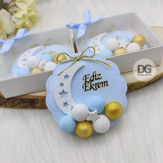 Bubble, Moon & Star Decor Baby Party Favors, Personalized Gifts, Blue Magnet, Boy Gift, Thank You Gift For Guest