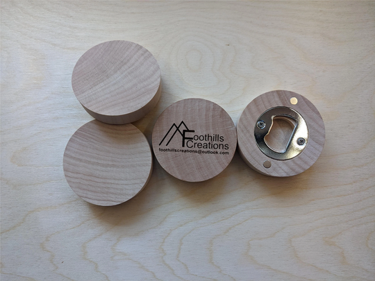 Engravable Round Wood Bottle Opener With Magnets
