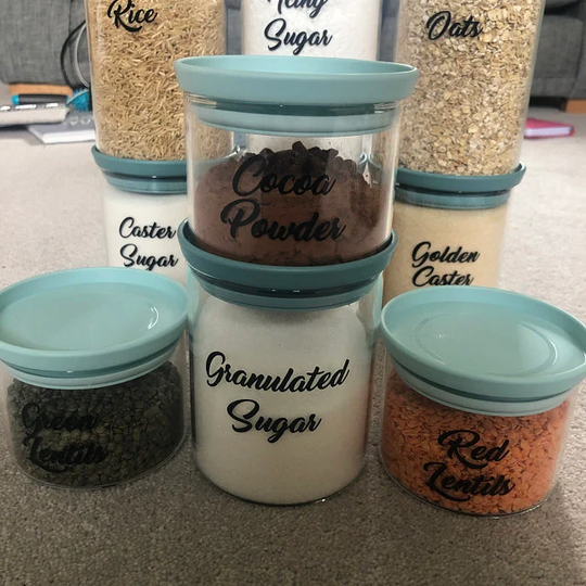 Kitchen Jar Labels, Transfer Stickers For Pantry Canisters. Storage Jars , Storage Boxes, Bathroom, Amarillo Font Maximum Length 10.5cm Vinyl