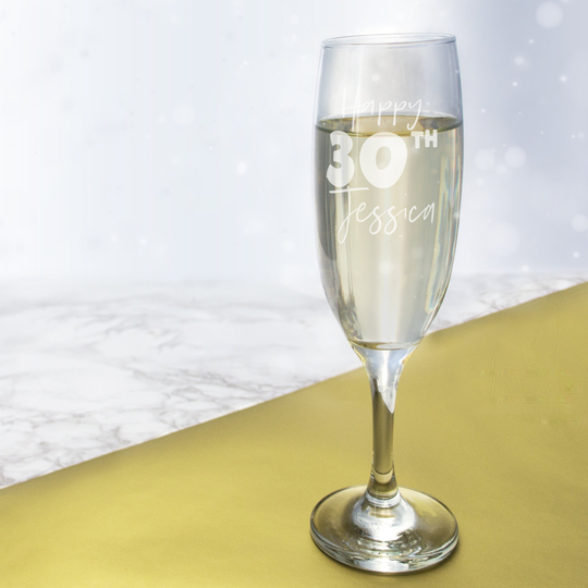30Th Birthday Champagne Glass Personalised With Name, Engraved Flute Glasses Gift For Her & Him, 18Th, 21st Prosecco Gift