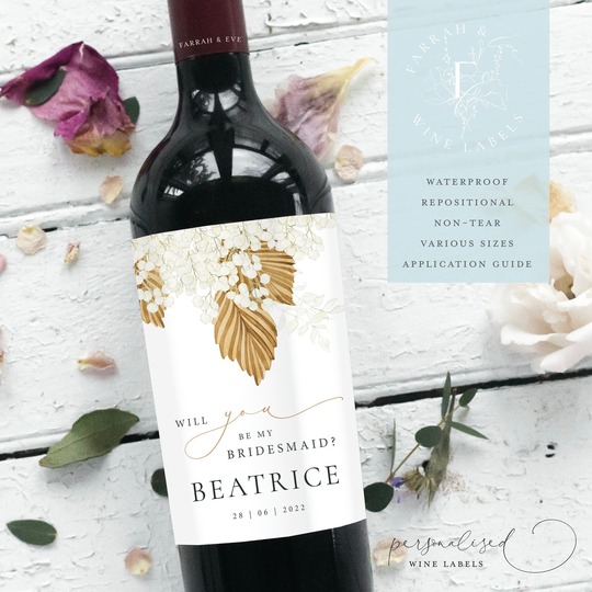 Personalised Bridesmaid Thank You Wine Labels | Will Be Bottle Gift Labels| Proposal Custom