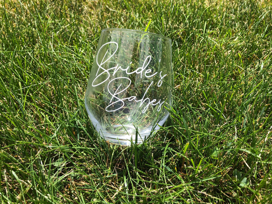 Bridesmaid Personalized Stemless Wine Glasses, Bachelorette Party Glasses