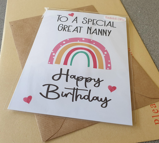 Great Nanny Birthday Card - To A Special Rainbow Nice Cute Novelty Greetings Sadnick Gifts