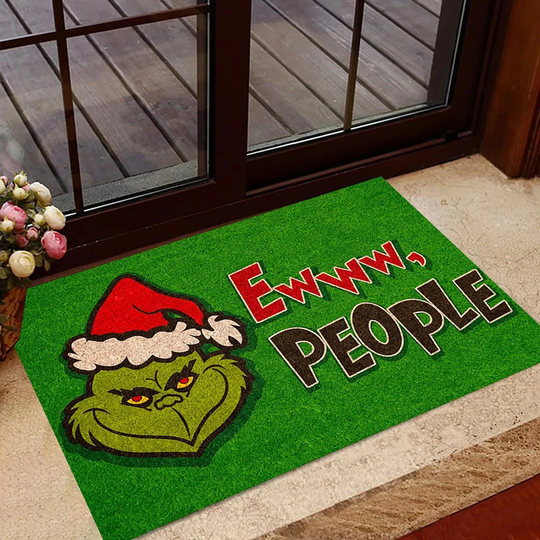 Christmas Grinch Ewww, People Door Mat, Doormat, Merry Grinchmas, Decoration, Gifts, Decor