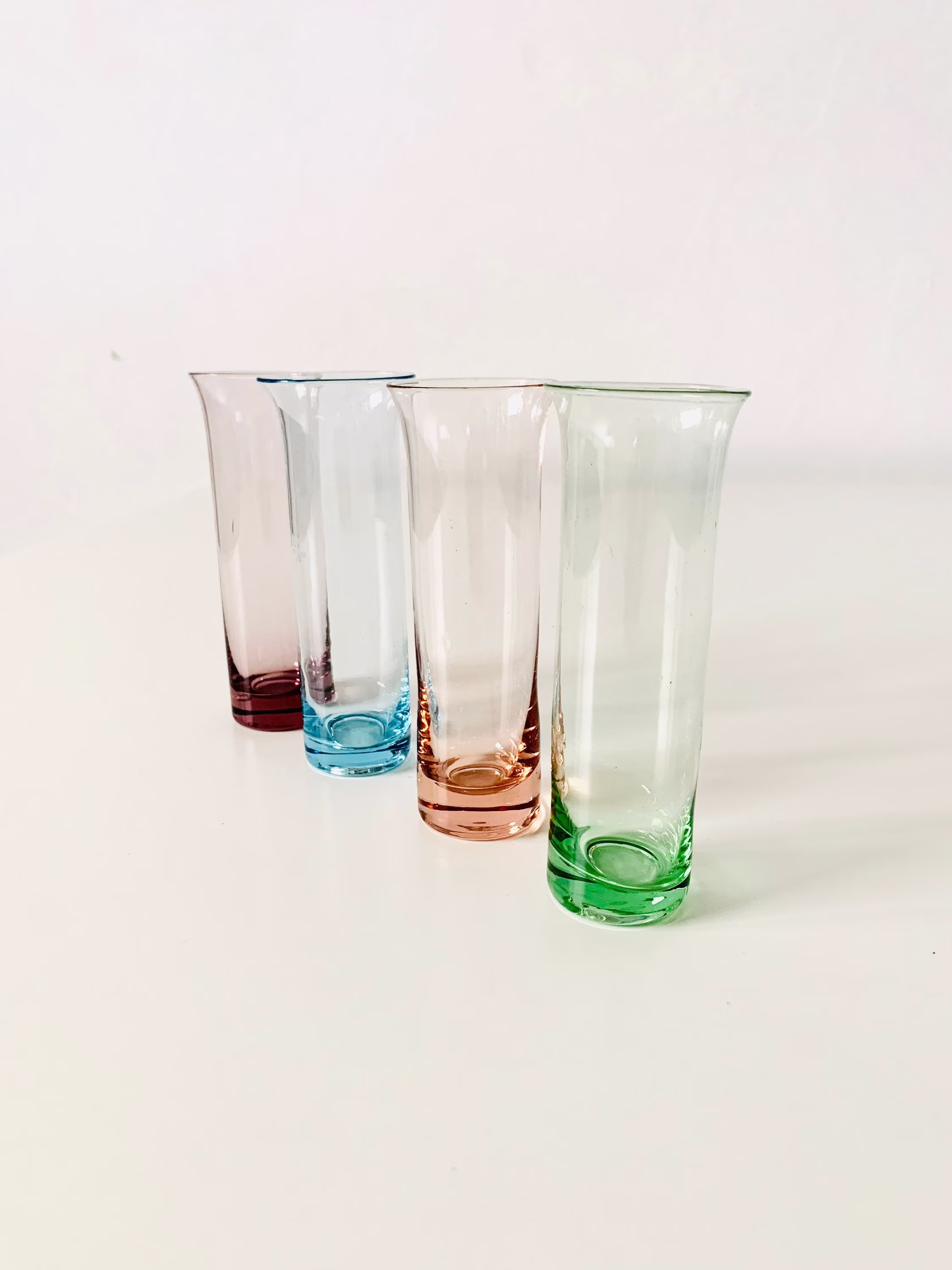 Vintage Set X 4 Multicolour Glass Shot Glasses