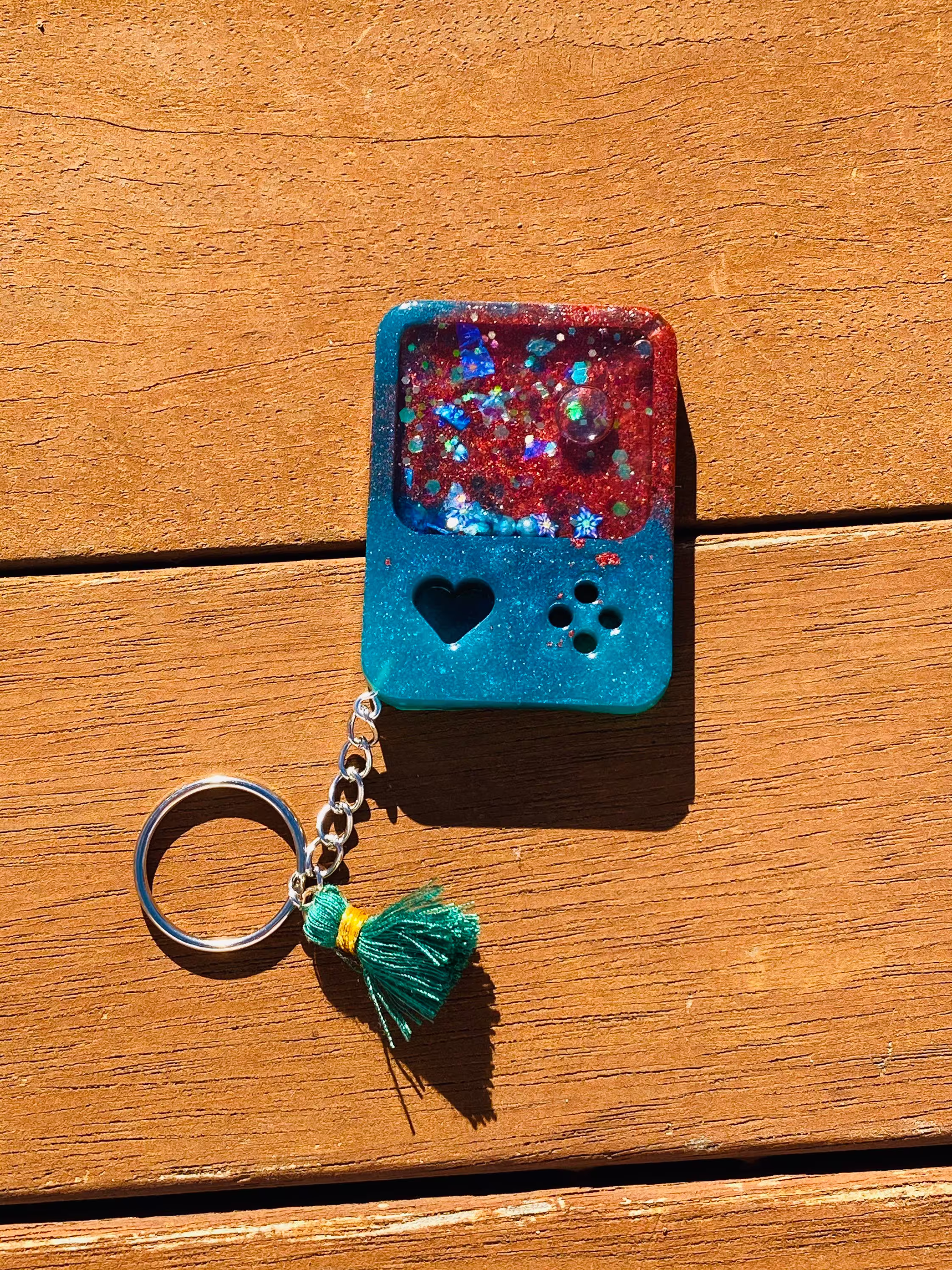 Resin Gameboy Shaker Keychain With Matching Tassel Charm - 12cm Long Assorted