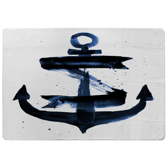Drummond Watercolour Anchor Designer Shaggy Navy/Black Rug