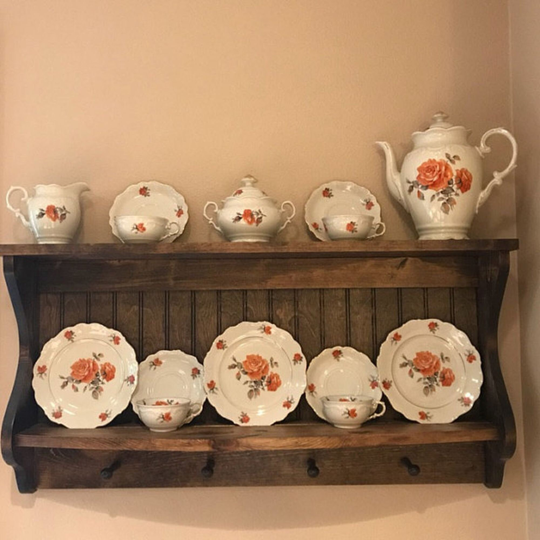 Custom Wood Wall Plate Rack/stand Shelf Holder