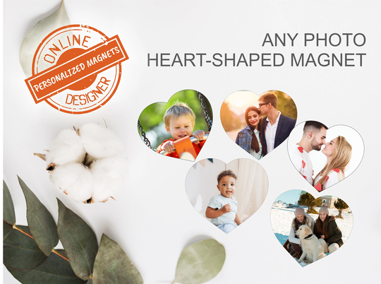 Heart-Shaped Custom Fridge Photo Magnets With Online Designer - Mother's Day Personalized Magnet With Any Photo Logo Text