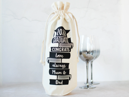 Personalised Graduation Bottle Bag - Gift For Wine Daughter Son Present Wine Bottle Bag