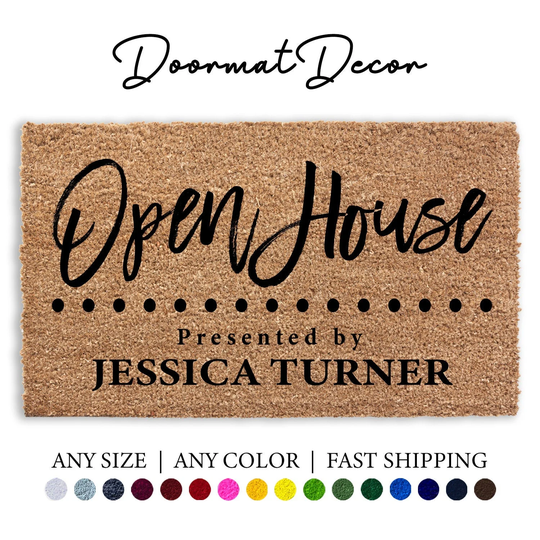 Open House Realtor Doormat, Real Estate Agent Client Gift, Outdoor Door Mat, Welcome Closing Home Buyer, Front Mat