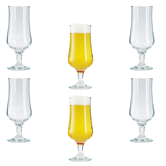 6x Cocktail Drinking Glasses. Hurricane Pina Colada Glass Set.(385 ml)