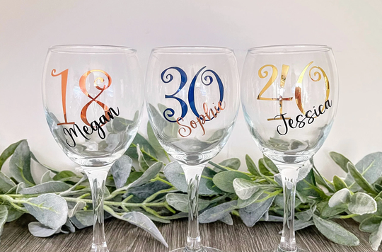 18Th Birthday, Birthday Gift Girl, Glass, Gift For Her, Personalised 18Th, 21st, 30Th, 40Th Gift