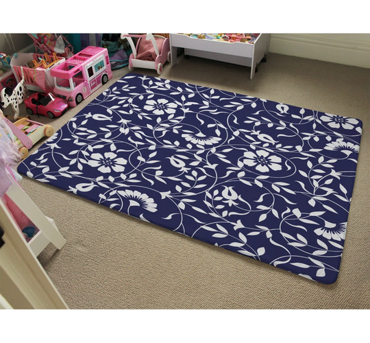 Matson Flowers Shaggy Blue/White Rug